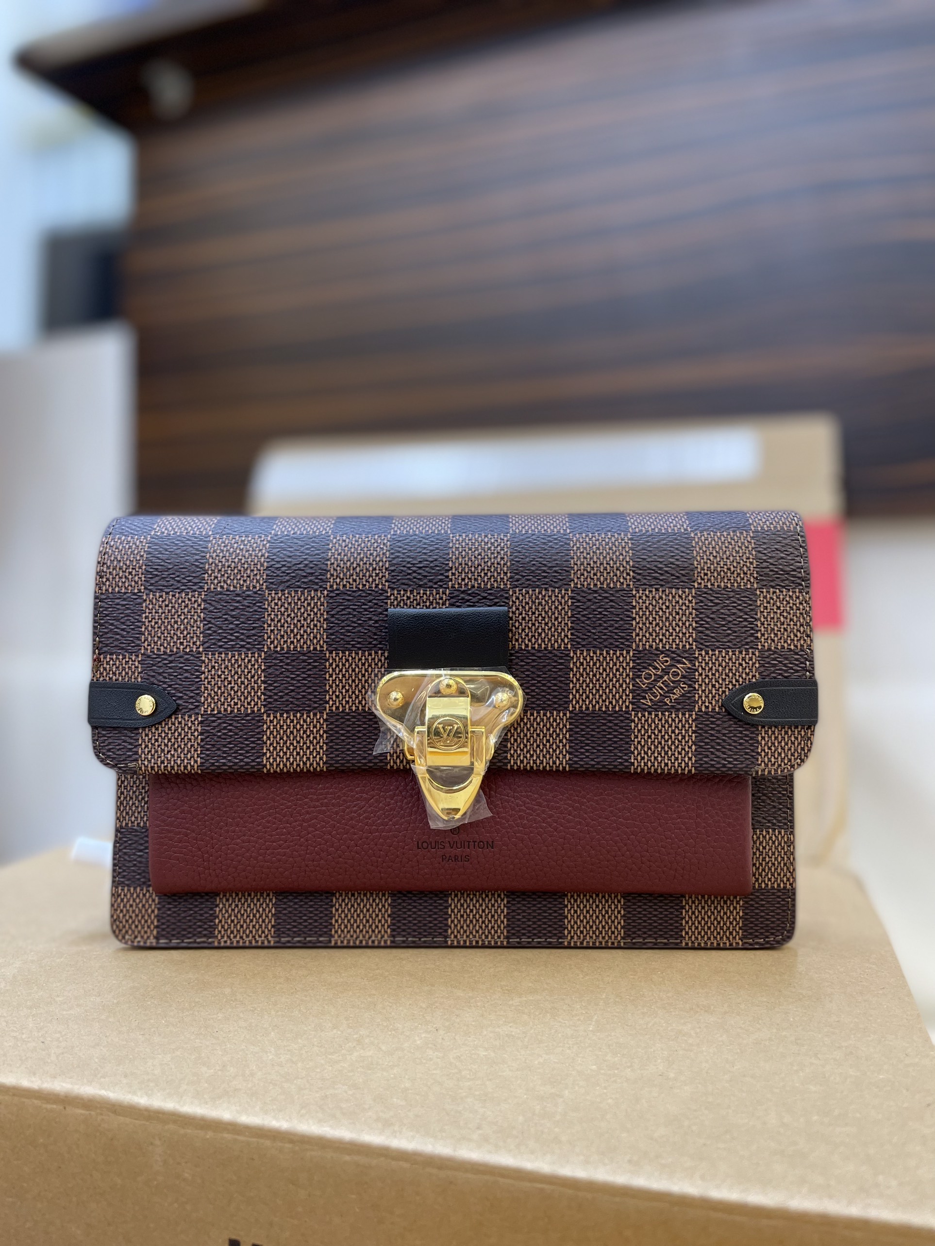 Túi LV Vavin Chain Siêu Cấp Canvas Họa Tiết Damier Ebene Size 19cm